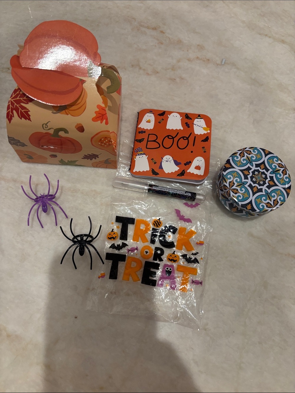 Halloween Party Favor Set - Orange Ghost 'Boo!' Notepad & Candle